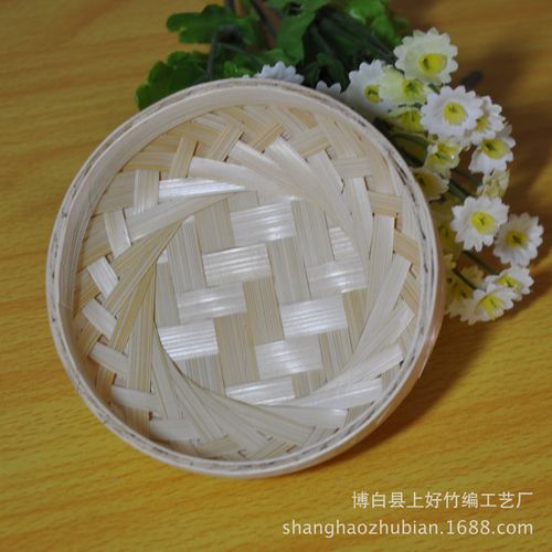 竹制圆形小果盘10cm 迷你竹编 拍摄道具 竹制品